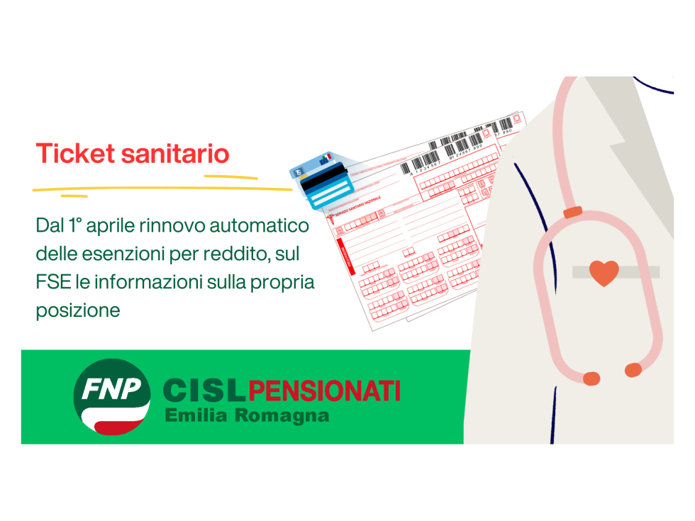 Ticket sanitario: dal 1° aprile rinnovo automatico delle esenzioni per reddito, sul FSE le informazioni sulla propria posizione