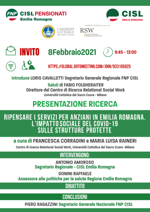 “RIPENSARE I SERVIZI PER ANZIANI IN EMILIA-ROMAGNA. L’IMPATTO SOCIALE DEL COVID 19 SULLE STRUTTURE PROTETTE” 