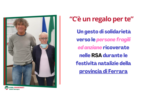 È partito il progetto “C’è un regalo per te” Un gesto di solidarietà verso le persone fragili ed anziane ricoverate nelle RSA durante le f