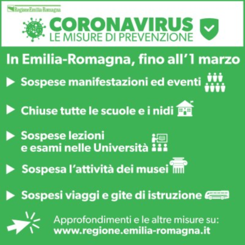 EMILIA ROMAGNA COVID-2019: misure urgenti per evitare la diffusione del virus