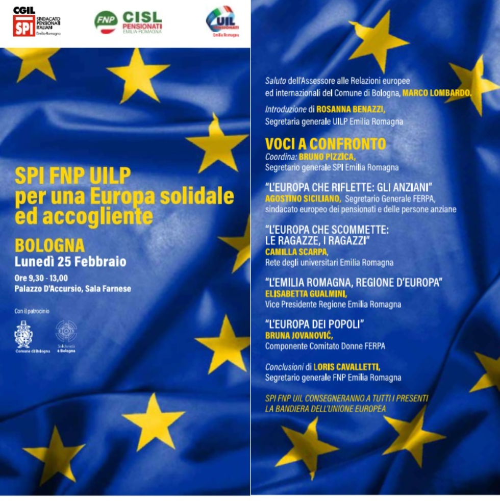 INFORMAZIONI FNP ER  21/2/19: Fnp Spi Uilp x un'Europa solidale ed accogliente